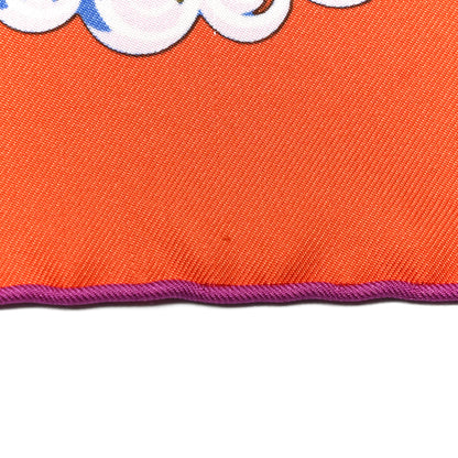 Hermes Silk Paperoles Scarf 90 Rouge Orange Bleu Dur 7 of 7