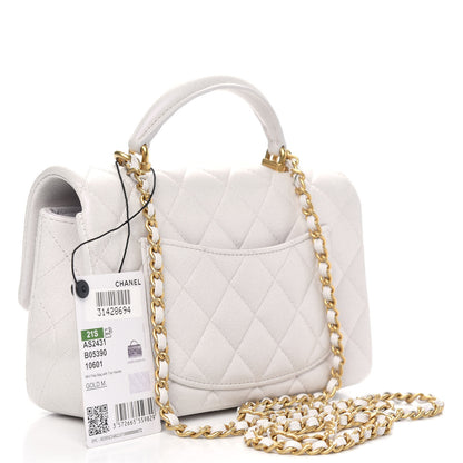 Chanel Iridescent Lambskin Quilted Mini Top Handle Rectangular Flap White 3 of 11