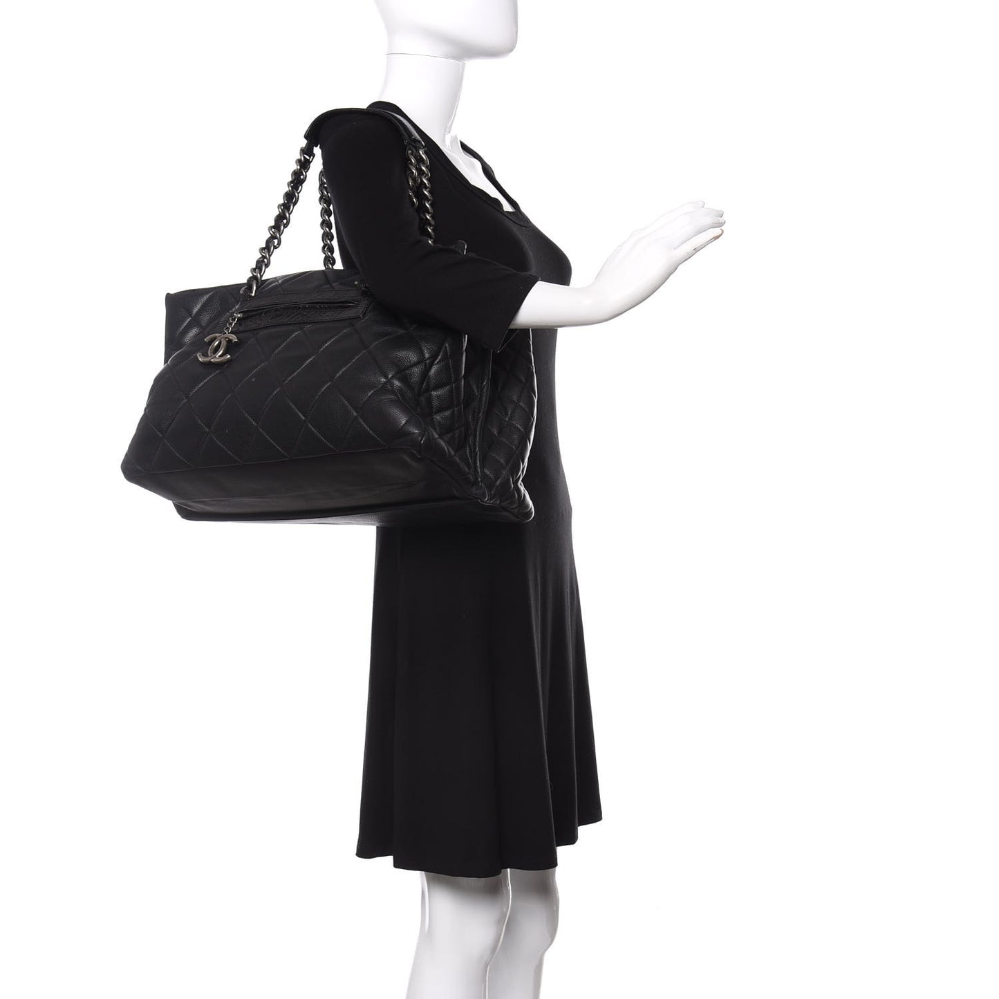 Caviar Quilted Coco Casual Tote Black