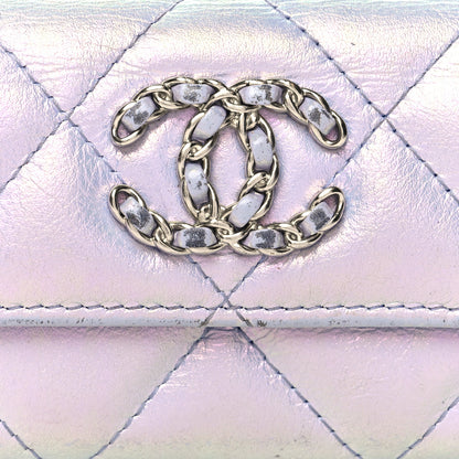 Chanel Iridescent Calfskin Quilted Chanel 19 Flap Card Holder Light Purple 9 of 14