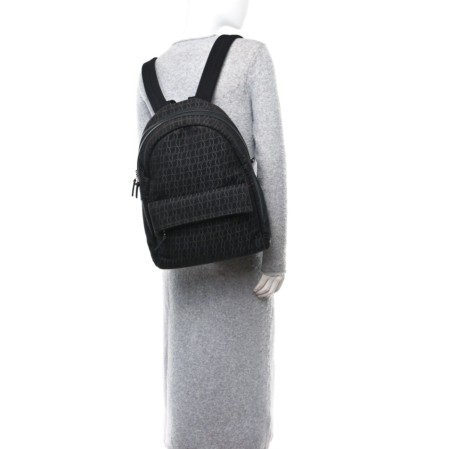Christian Louboutin Logo Jacquard Zip N Flap Backpack Black 2 of 13