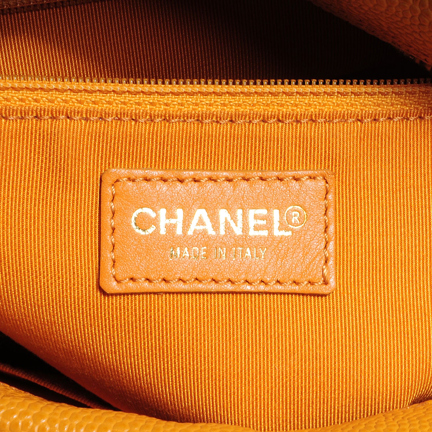 Caviar Quilted Petit Timeless Shopping Tote PTT Ochre