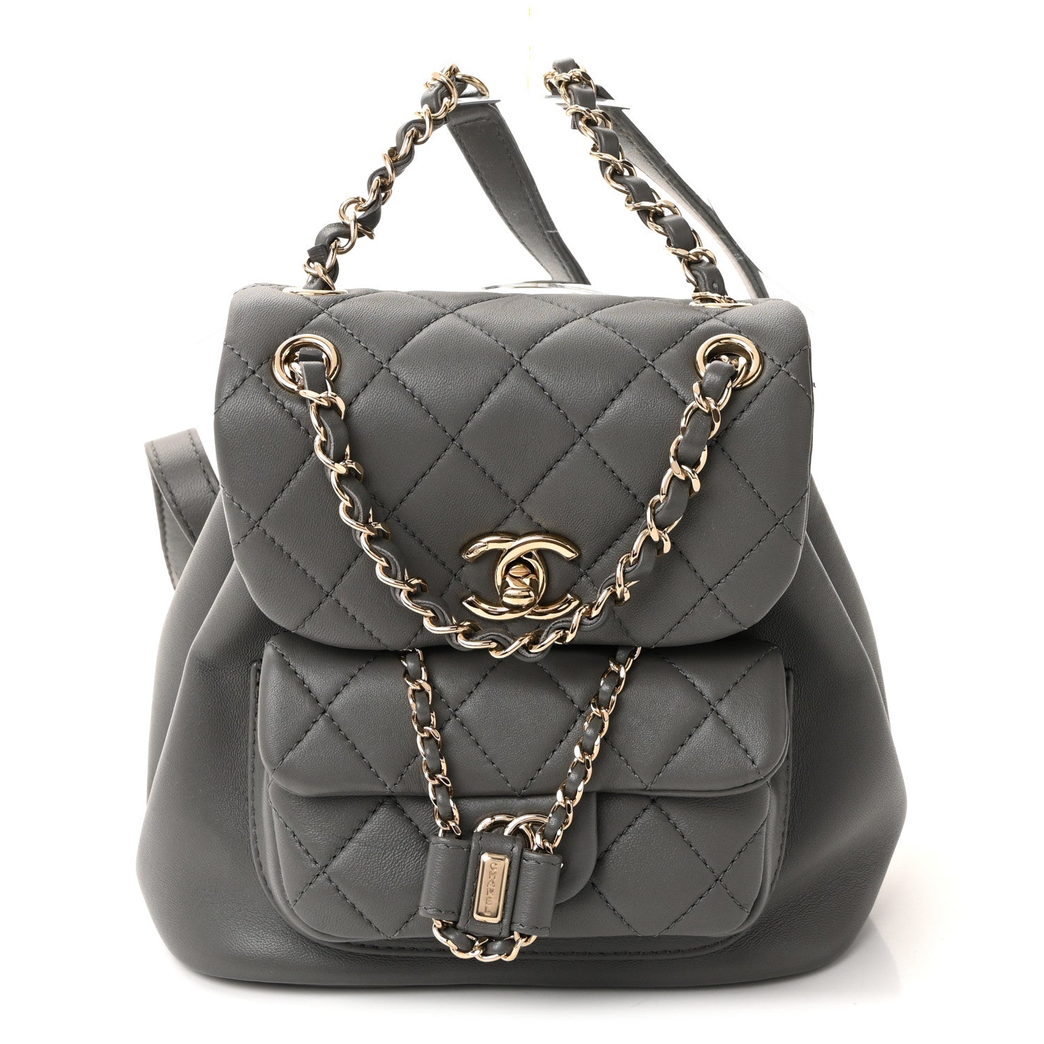 Chanel Lambskin Quilted Small Duma Drawstring Backpack Grey 1 of 10