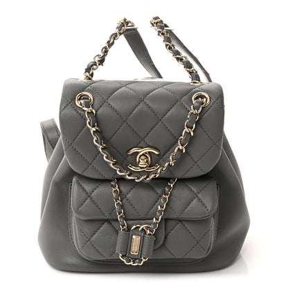Chanel Lambskin Quilted Small Duma Drawstring Backpack Grey 1 of 10