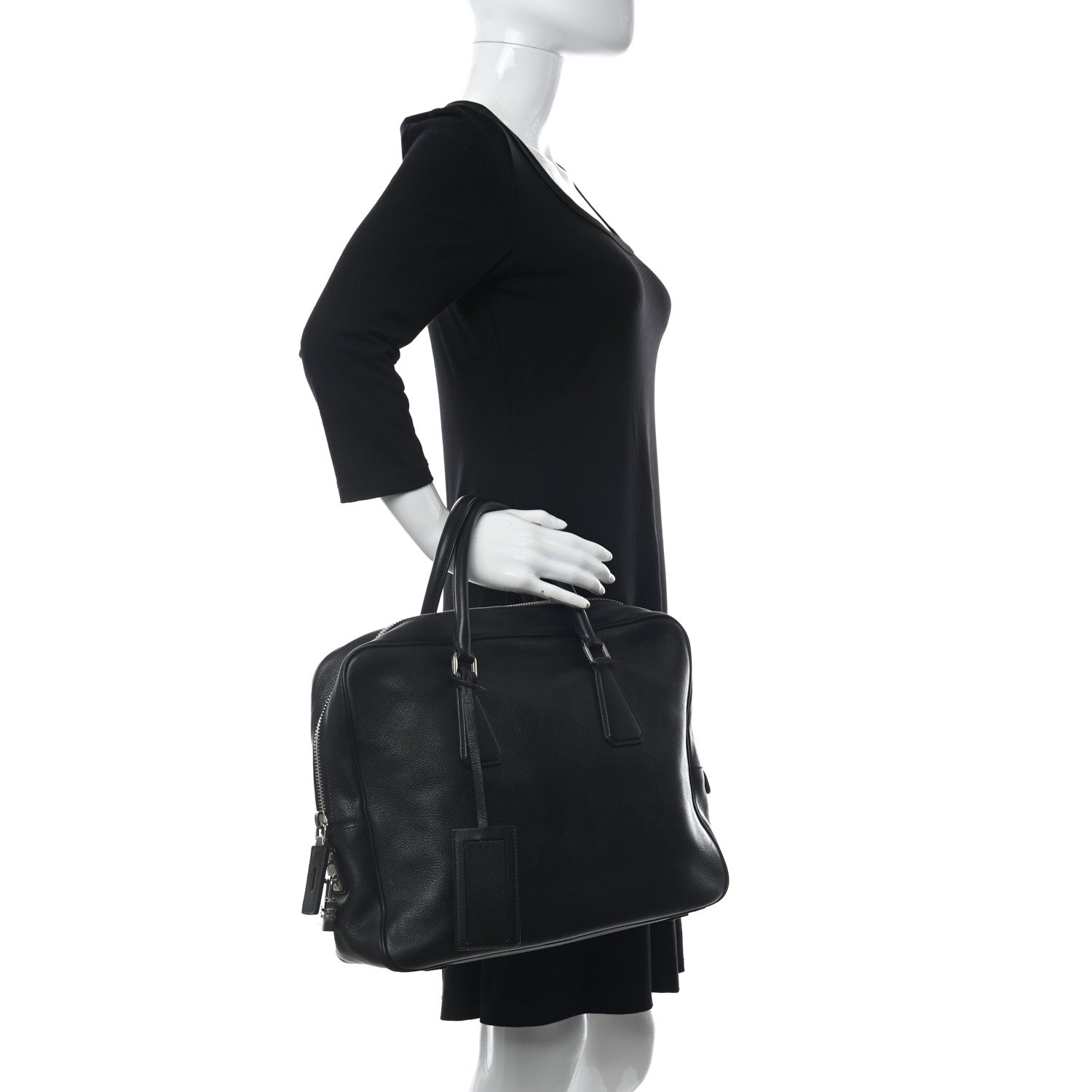 Prada Vitello City Briefcase Black 2 of 10