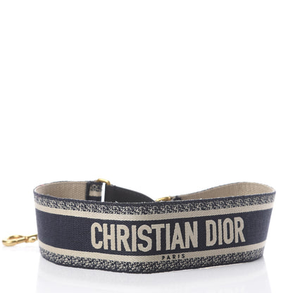 Christian Dior Canvas Embroidered Shoulder Strap Blue 2 of 3