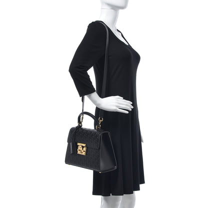 Gucci Guccissima Signature Small Padlock Top Handle Bag Black 2 of 7