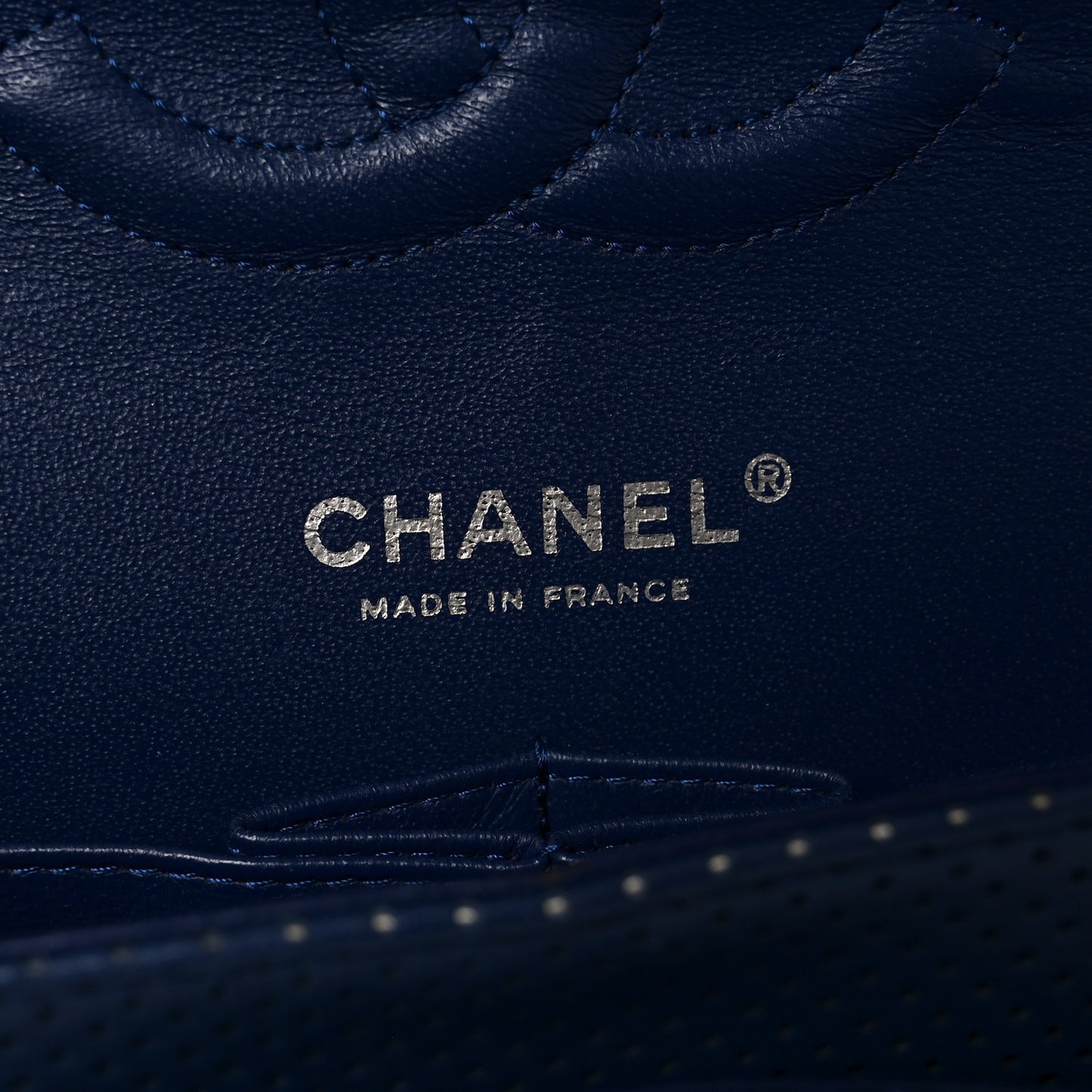 Lambskin Perforated Medium Double Flap Blue