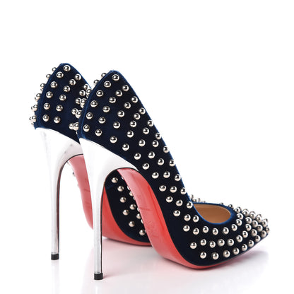 Christian Louboutin Velvet Specchio Billy 120 Spikes Pumps 36 Silver Eclipse 4 of 9