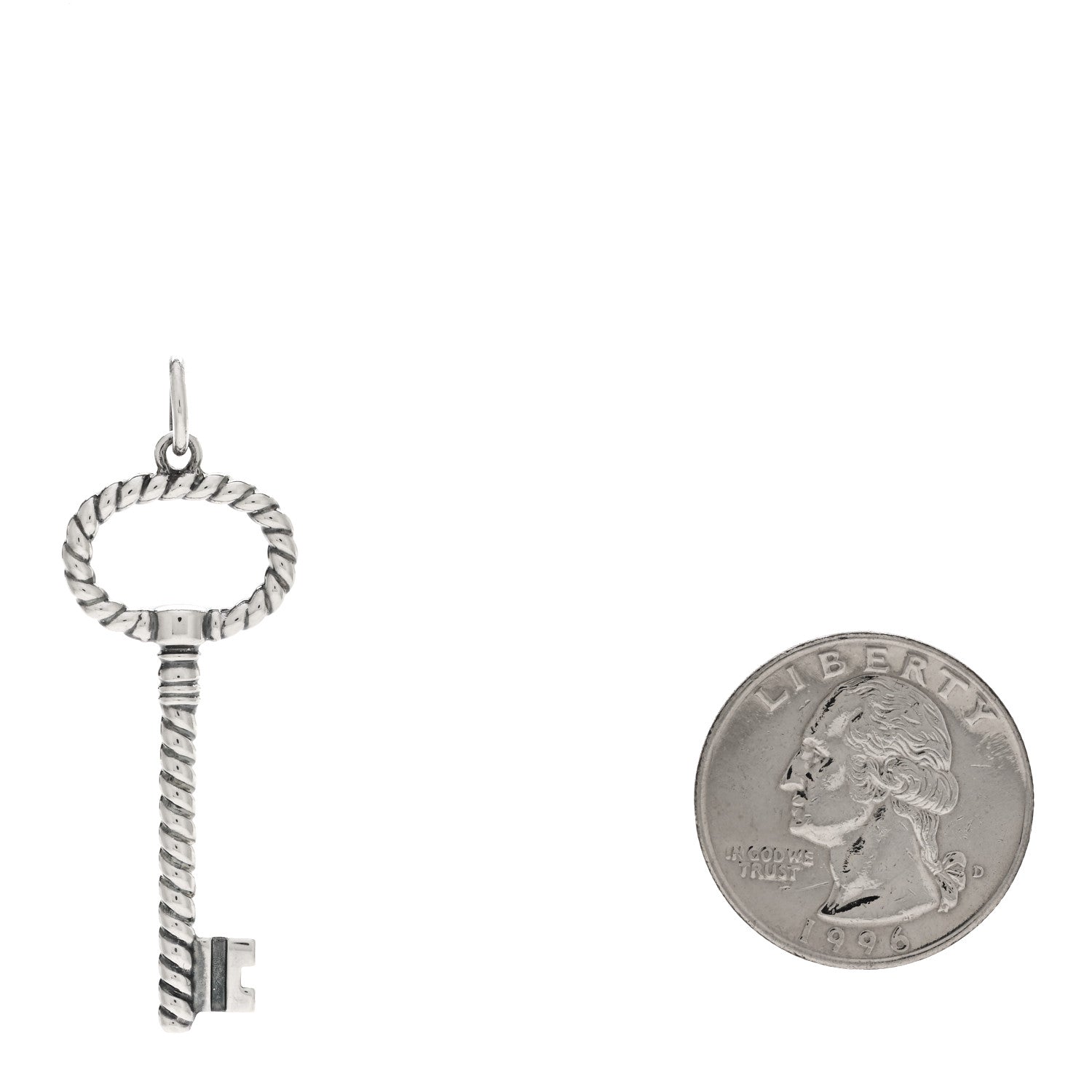 Tiffany Sterling Silver Twist Oval Key Pendant 2 of 3