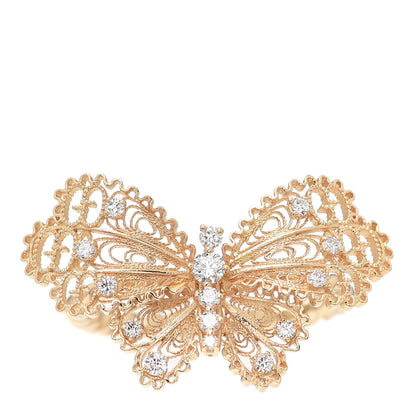 Gucci 18K Yellow Gold Diamond Butterfly Ring 56 7.5 1 of 5