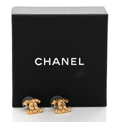 Chanel Metal CC Paris Button Stud Earrings Gold 5 of 5