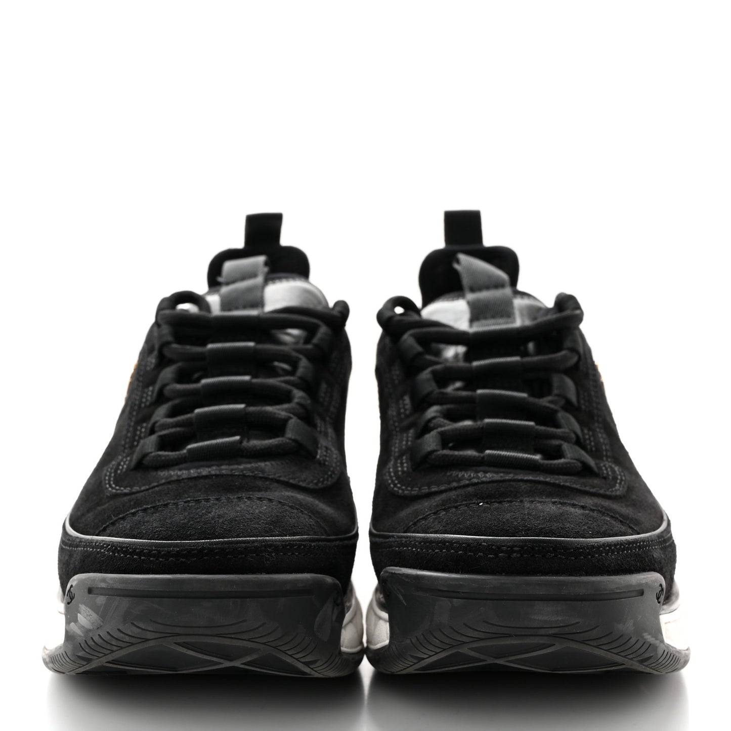 Suede Calfskin Nylon Grosgrain CC Sneakers 37.5 Black