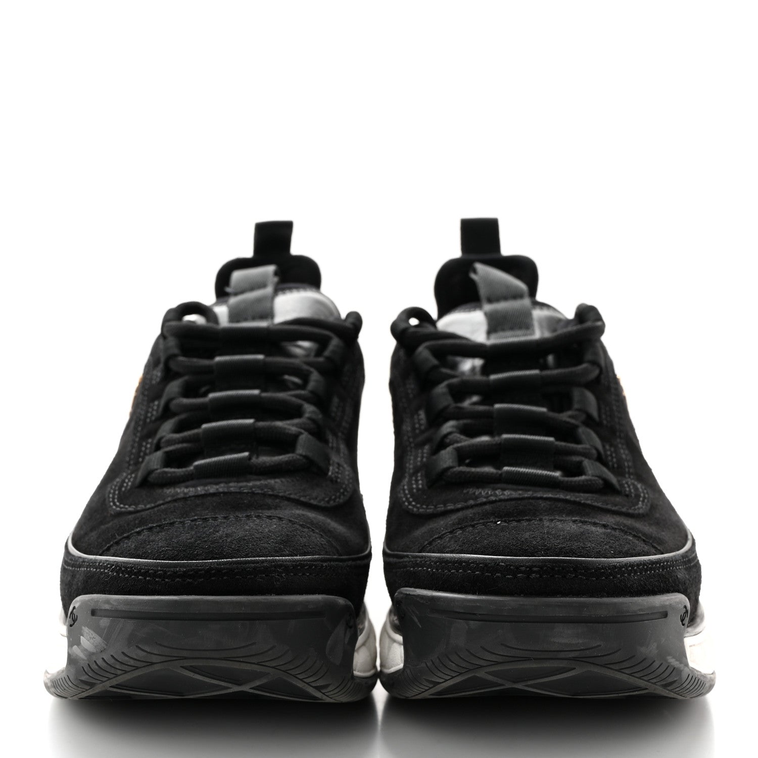 Chanel Suede Calfskin Nylon Grosgrain CC Sneakers 37.5 Black 2 of 12