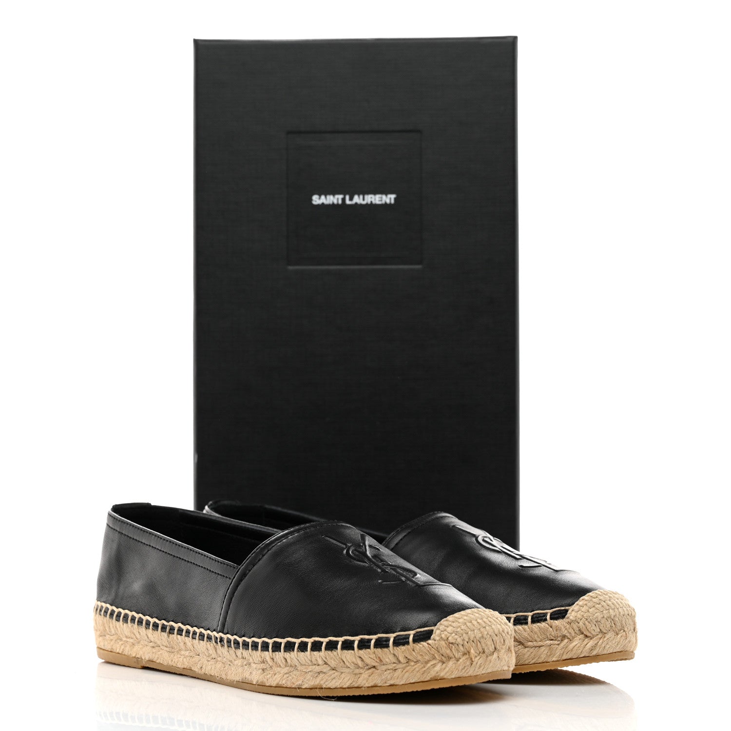 Saint Laurent Lambskin Monogram Espadrilles 36.5 Black 9 of 9