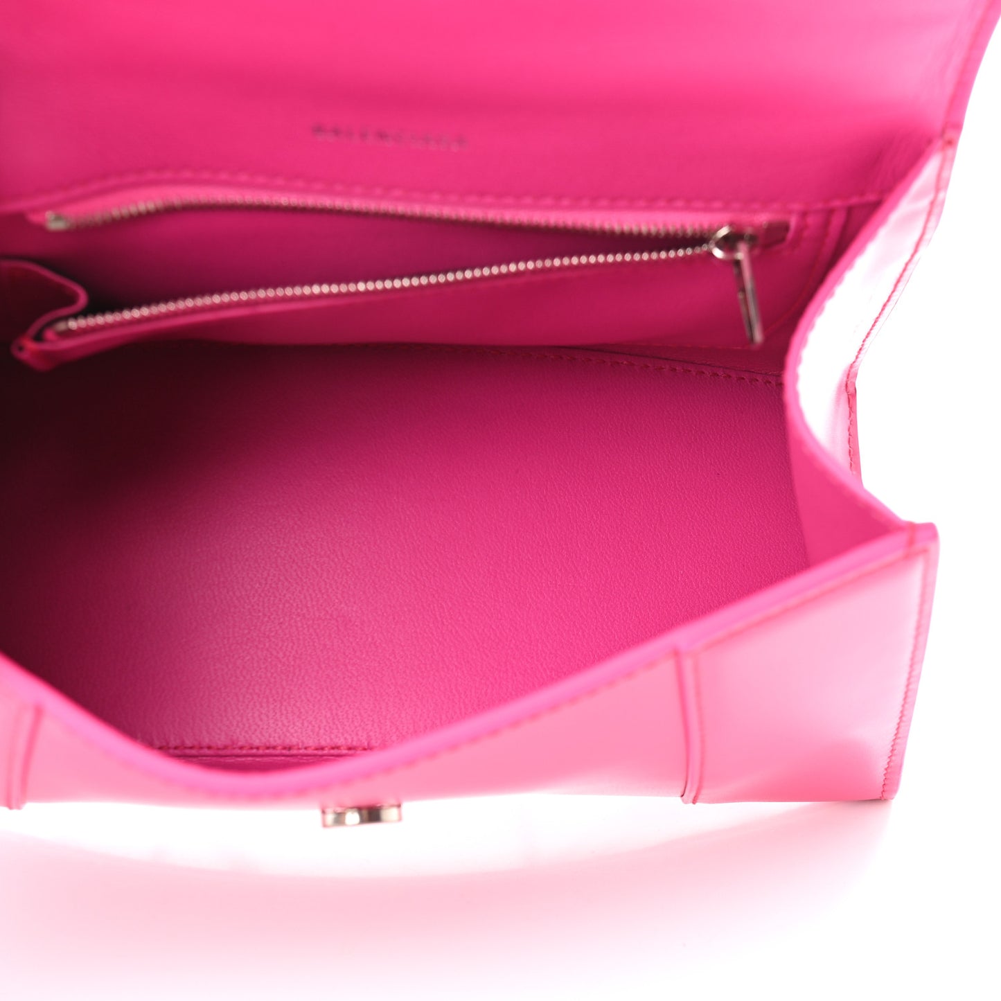 Shiny Box Calfskin Small Hourglass Top Handle Bag Acid Fuchsia