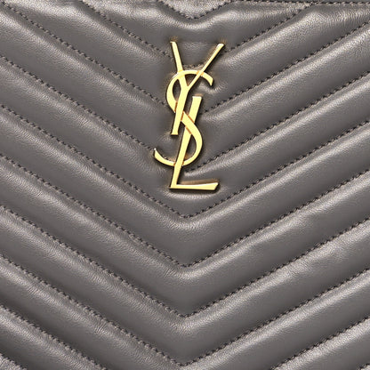 Saint Laurent Calfskin Matelasse Chevron Monogram A5 Wristlet Earth 9 of 10