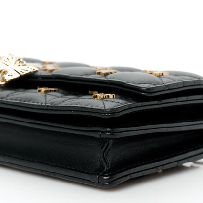Christian Dior Lambskin Cannage Butterfly Studs Miss Dior Pouch Black 9 of 9