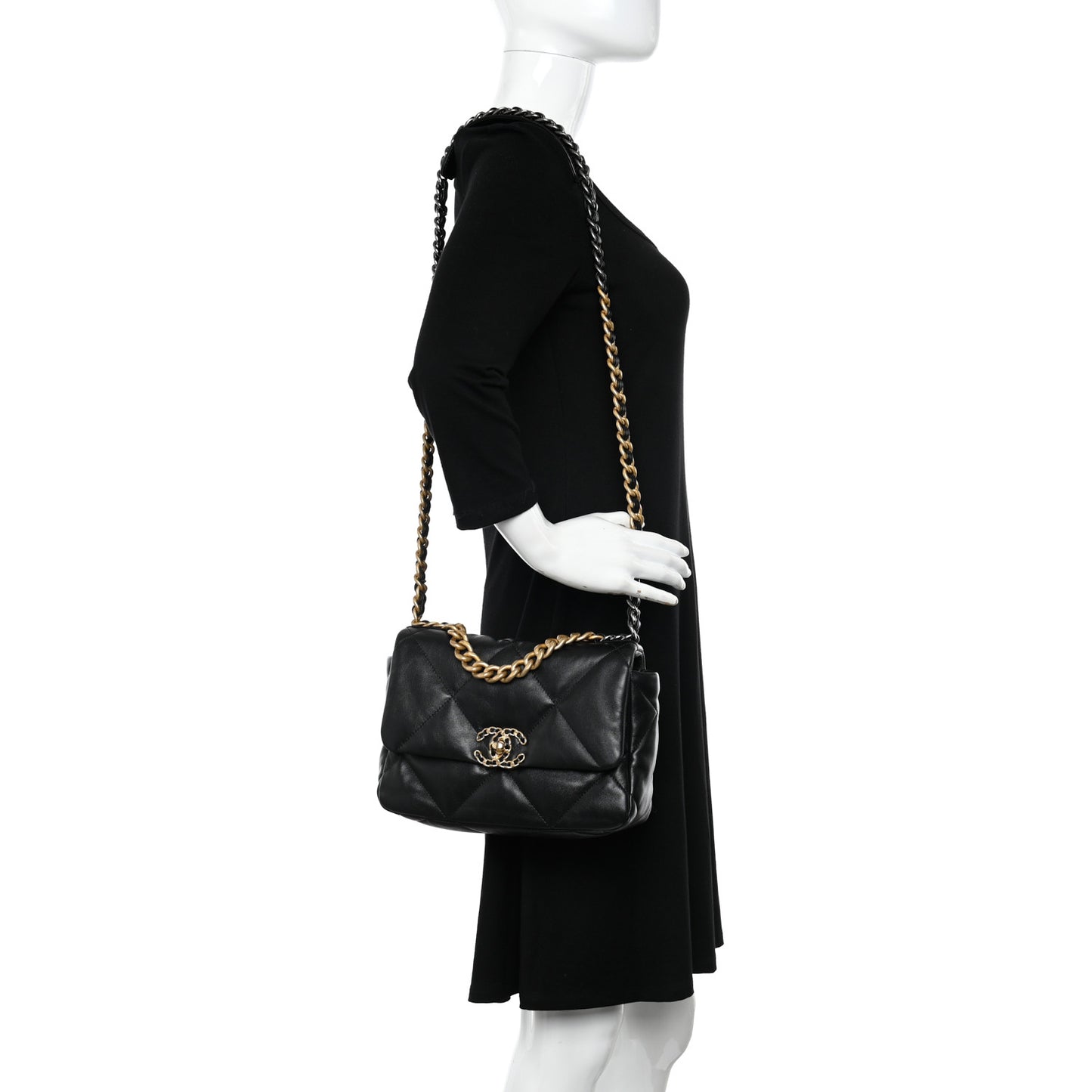 Lambskin Quilted Medium Chanel 19 Flap Black