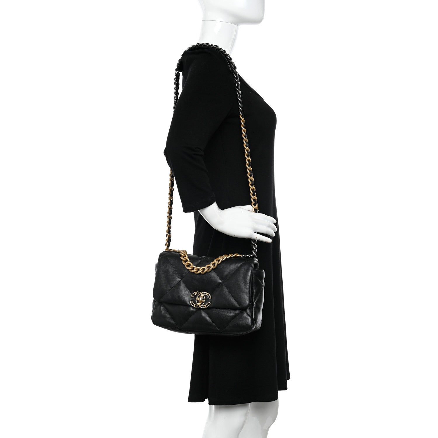 Chanel Lambskin Quilted Medium Chanel 19 Flap Black 2 of 11