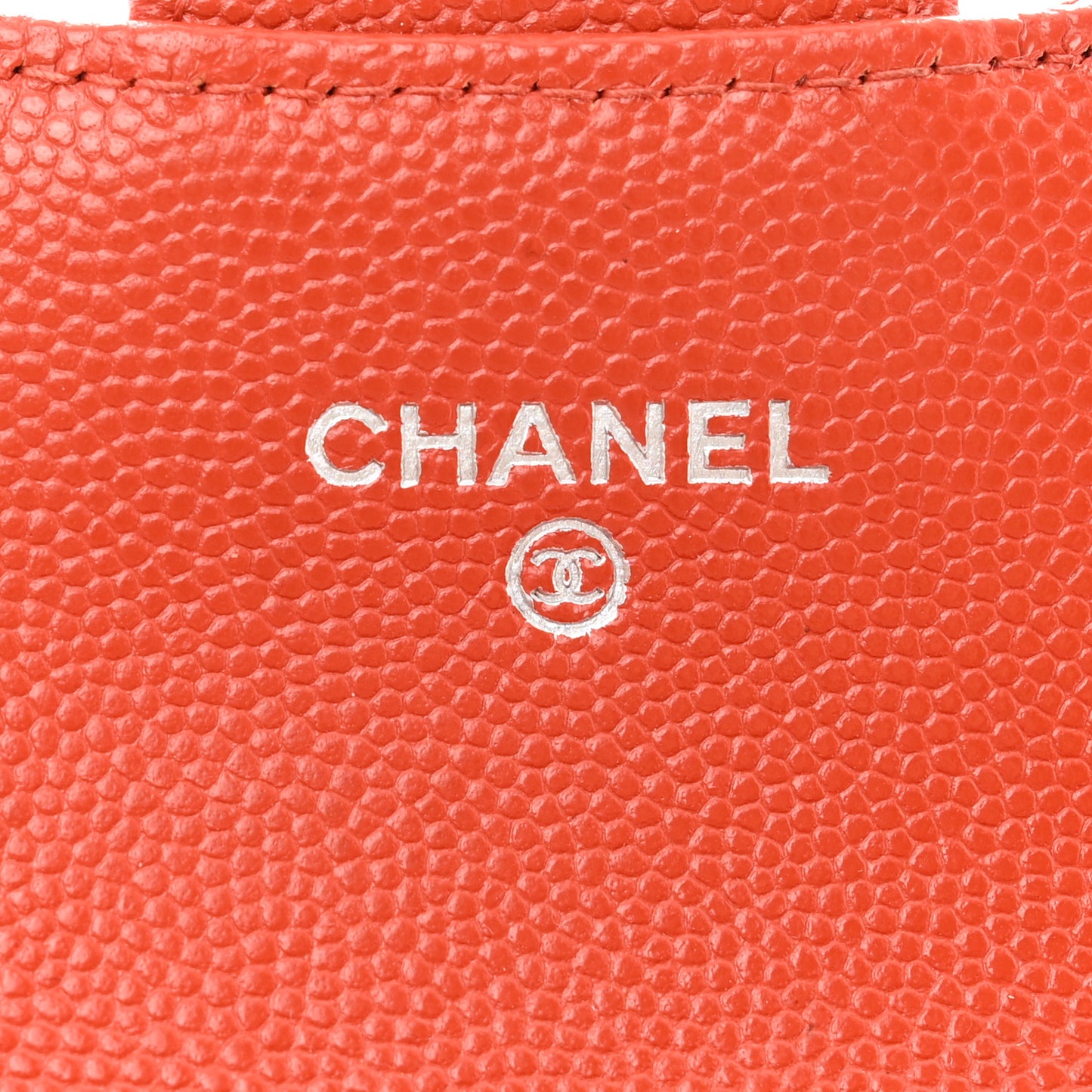 Caviar Quilted Flap Card Holder Orange