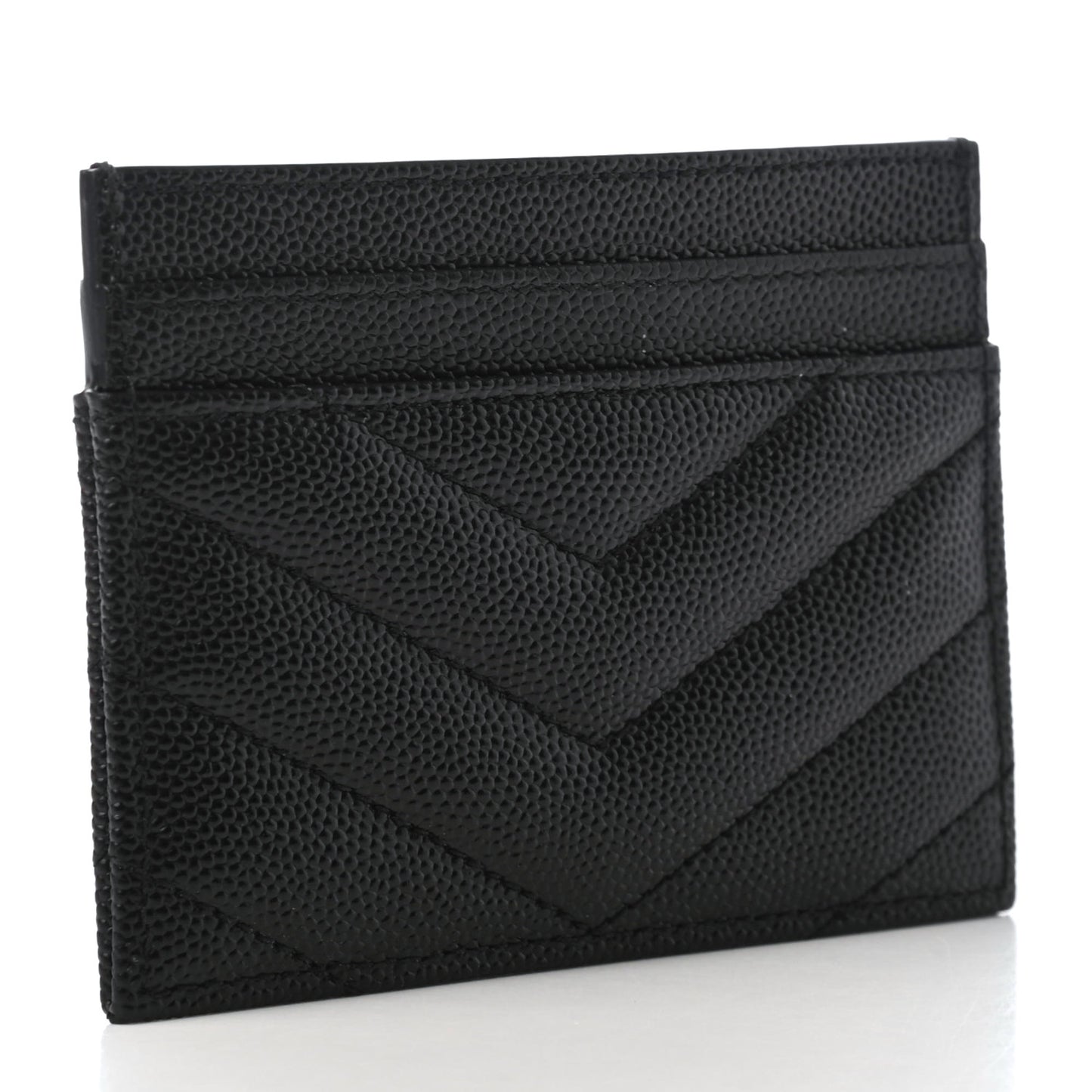 Grain De Poudre Matelasse Chevron Monogram Credit Card Case Black