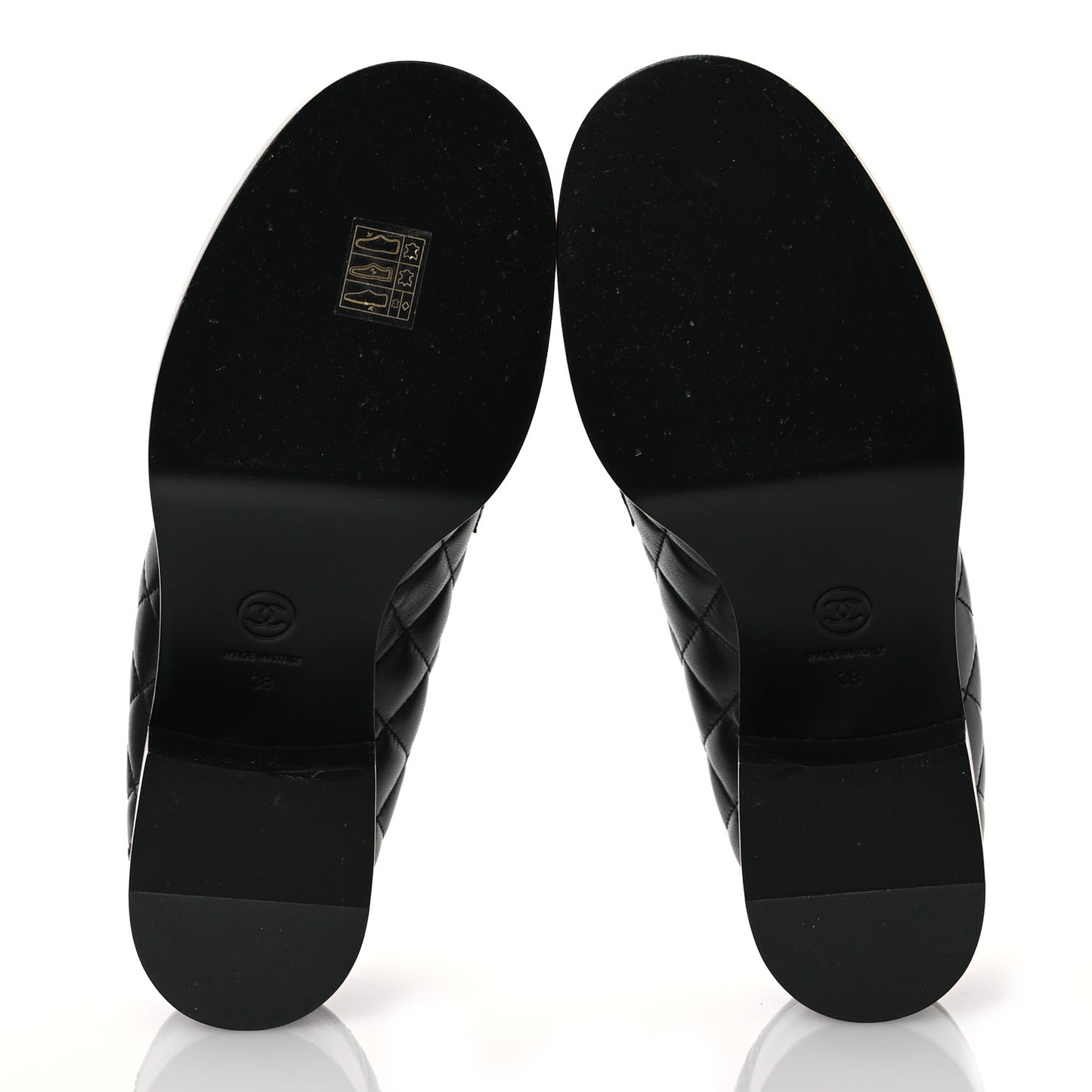 Lambskin Quilted CC Heart Loafers 38 Black