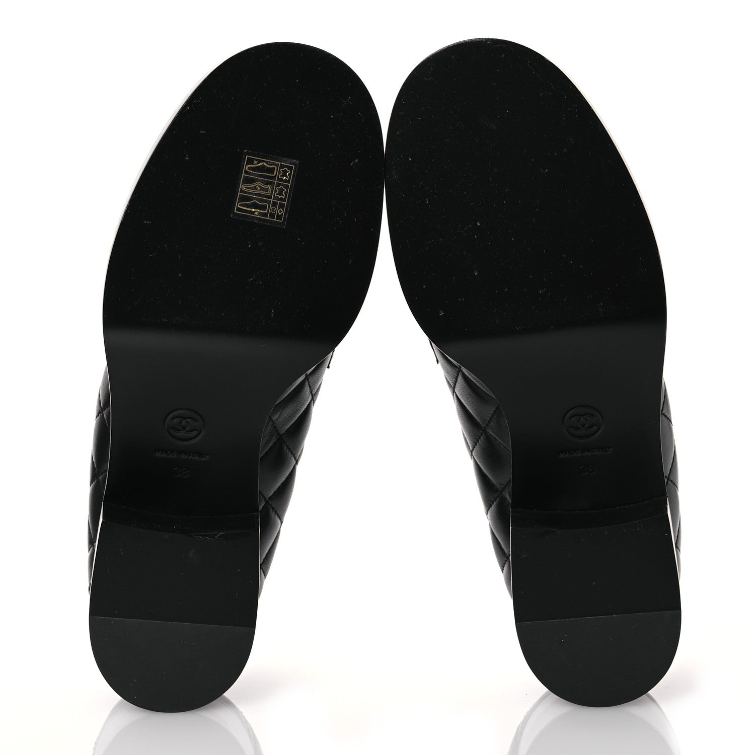 Chanel Lambskin Quilted CC Heart Loafers 38 Black 6 of 14