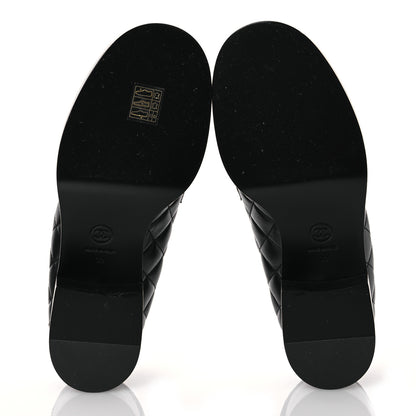 Chanel Lambskin Quilted CC Heart Loafers 38 Black 6 of 14