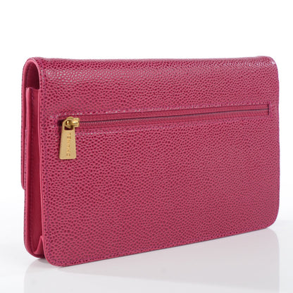 Chanel Caviar Timeless CC Wallet on Chain WOC Dark Fuchsia 4 of 18