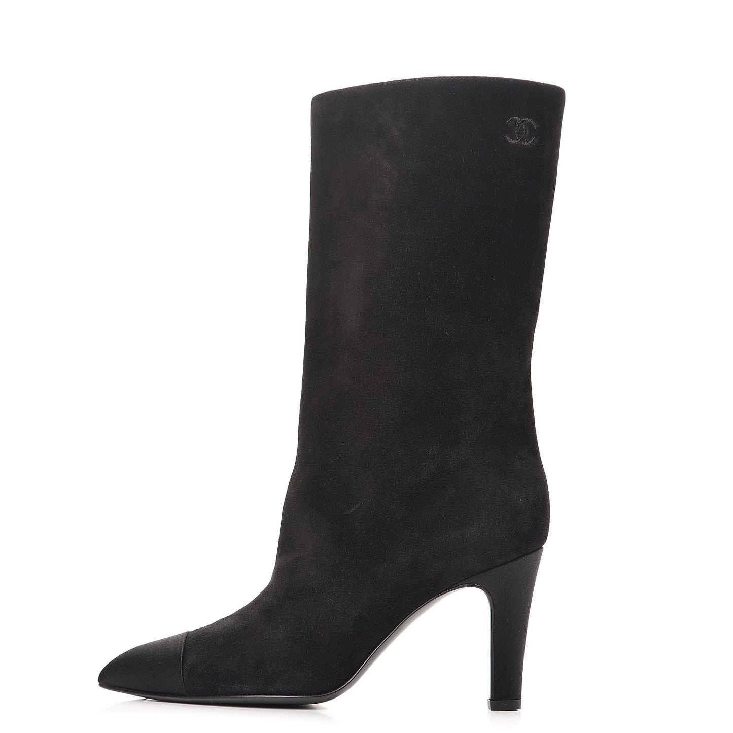 Suede Calfskin Satin Gabrielle Cap Toe Short Boots 37 Black