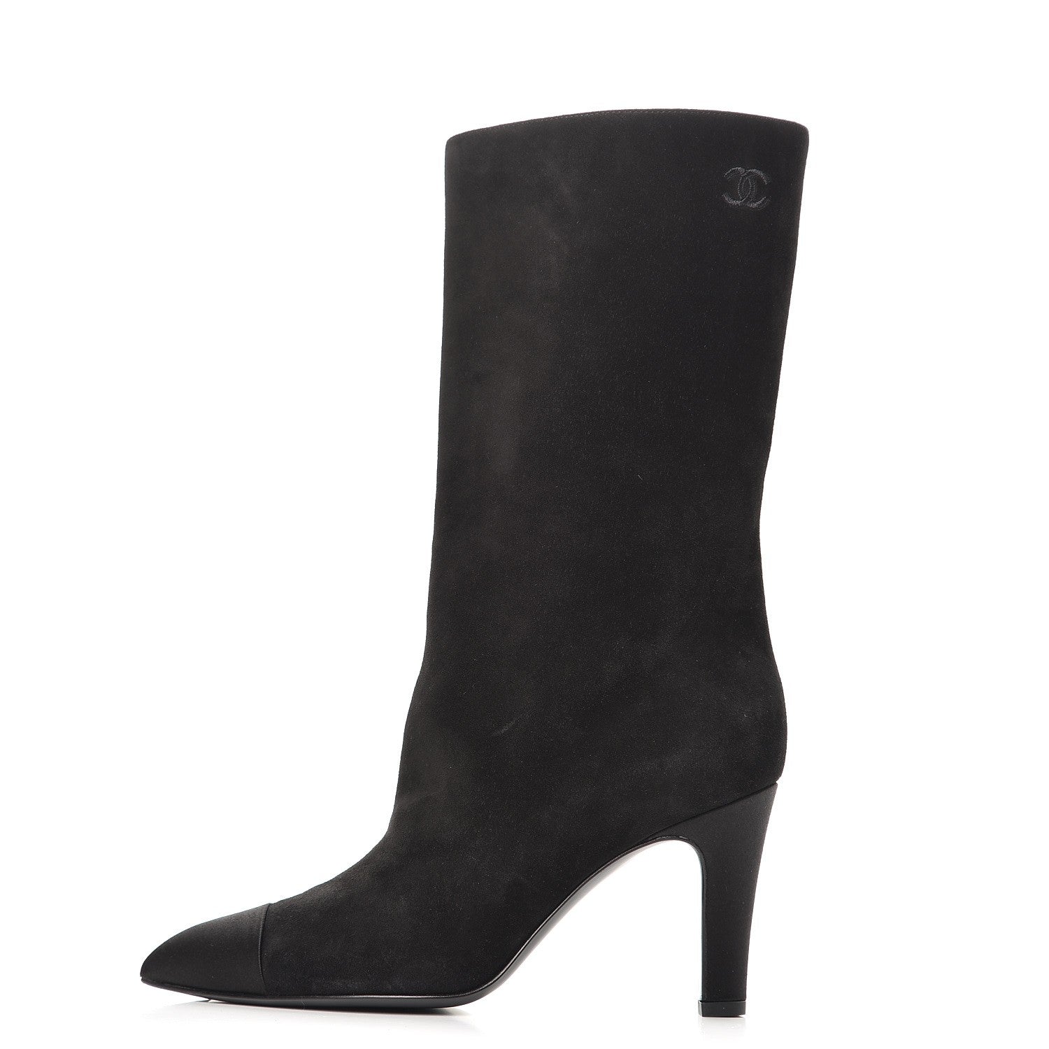 Chanel Suede Calfskin Satin Gabrielle Cap Toe Short Boots 37 Black 1 of 10