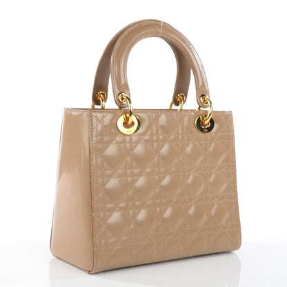 Christian Dior Patent Medium Lady Dior Beige 3 of 9