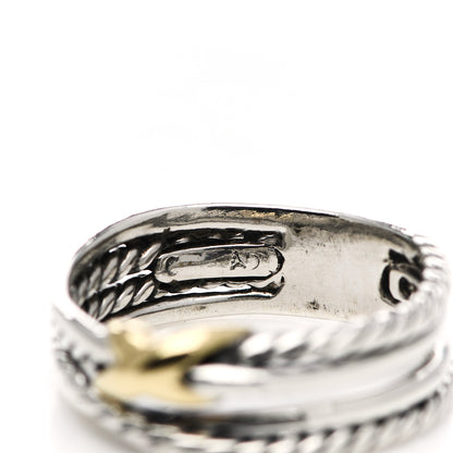David Yurman Sterling Silver 18K Yellow Gold 6mm X Crossover Ring 52 6 5 of 5