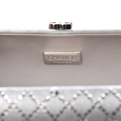 Chanel Iridescent Lambskin Crystal Quilted Clutch Silver 7 of 11