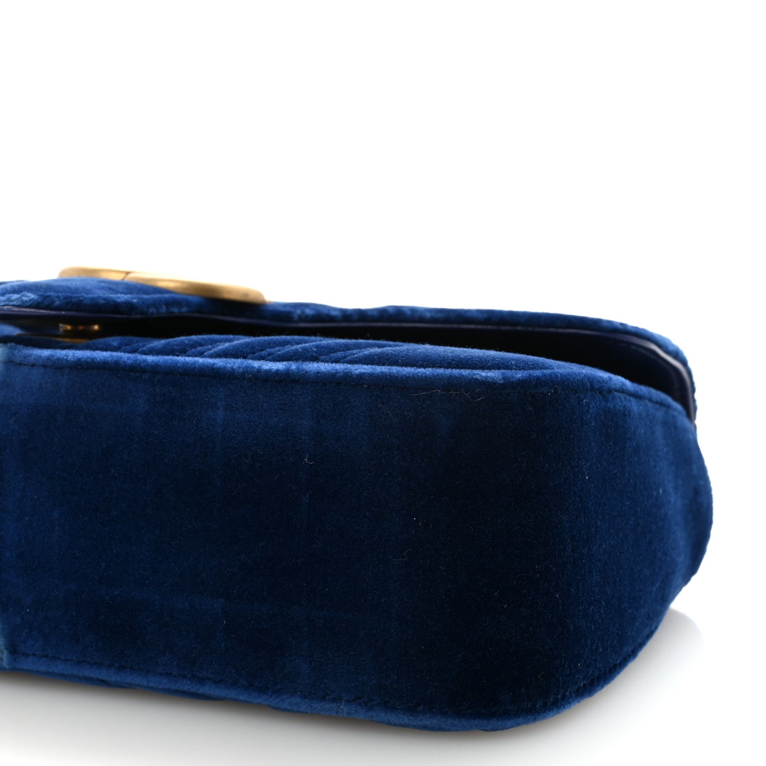 Gucci Velvet Matelasse Small GG Marmont Shoulder Bag Cobalt Blue 10 of 10