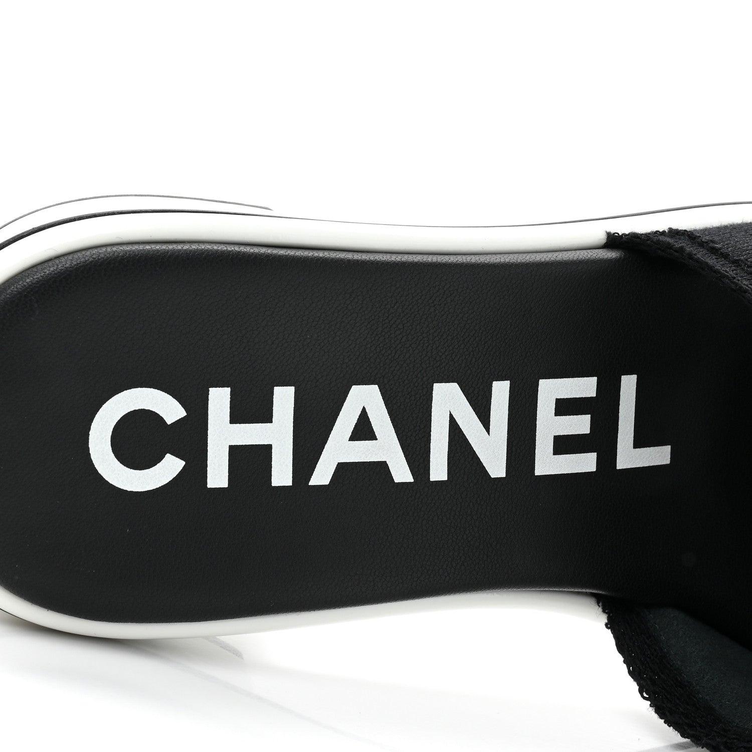 Chanel Cotton Logo Mule Sandals 35 Black White 7 of 11
