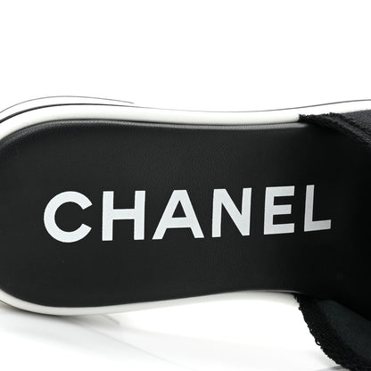 Chanel Cotton Logo Mule Sandals 35 Black White 7 of 11