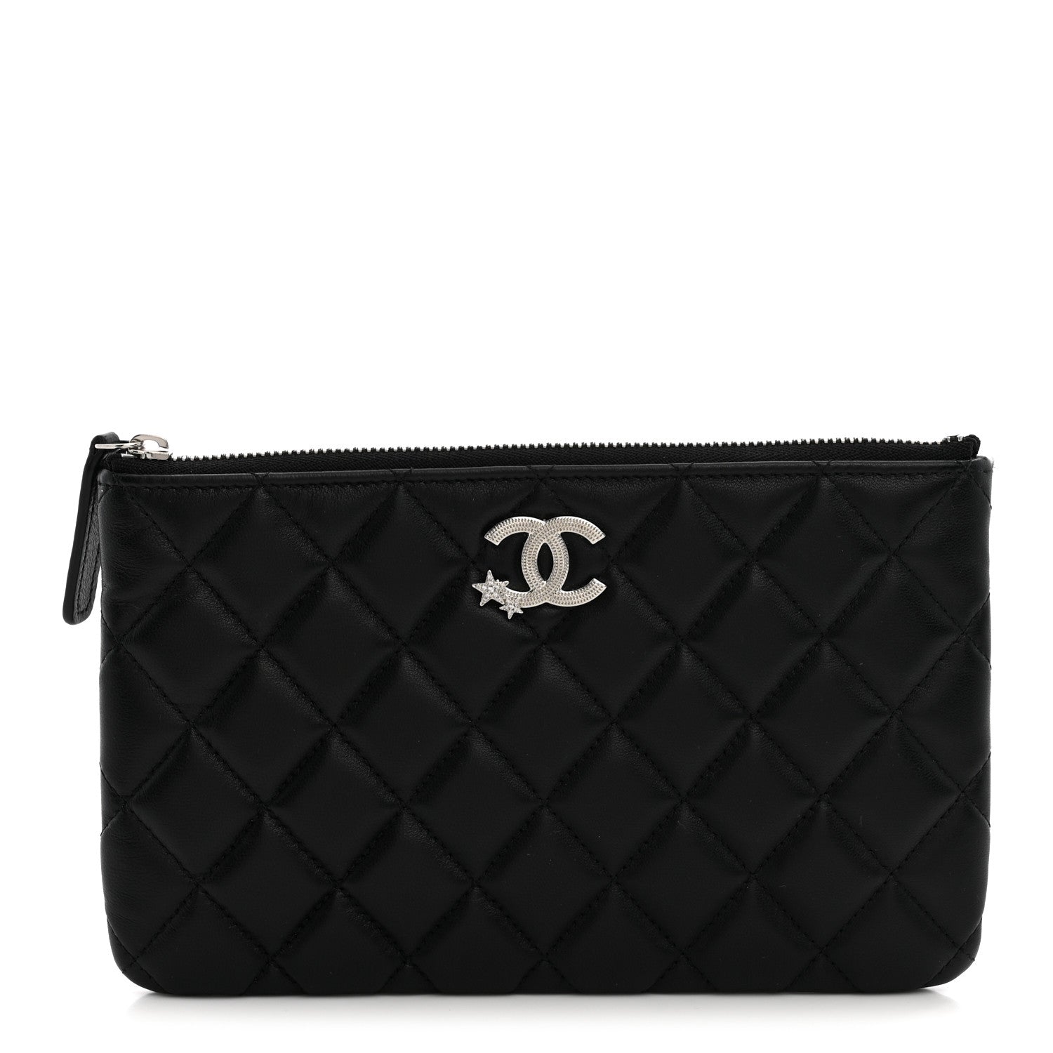 Chanel Lambskin Quilted Crystal Star Cosmetic Case Black 1 of 8