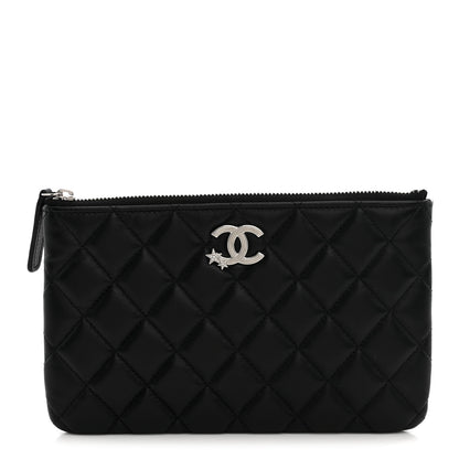Chanel Lambskin Quilted Crystal Star Cosmetic Case Black 1 of 8