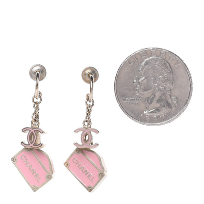 Chanel Enamel Rue Cambon CC Earrings Pink Gold 3 of 10