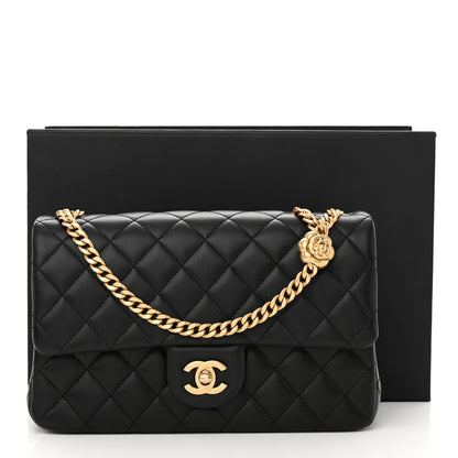 Chanel Lambskin Quilted Small Sweet Camellia Flap Black 11 of 11