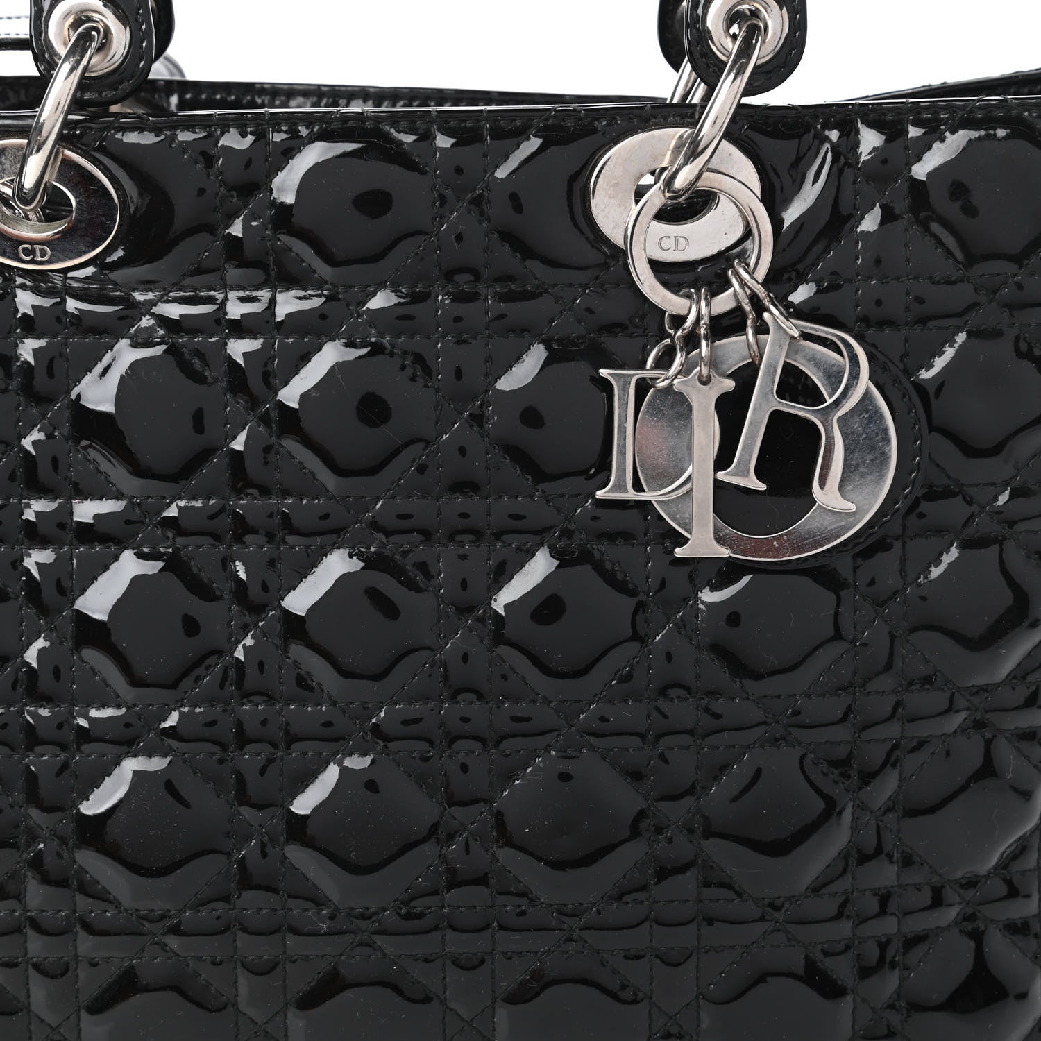 Christian Dior Patent Cannage Large Lady Dior Black 10 of 12