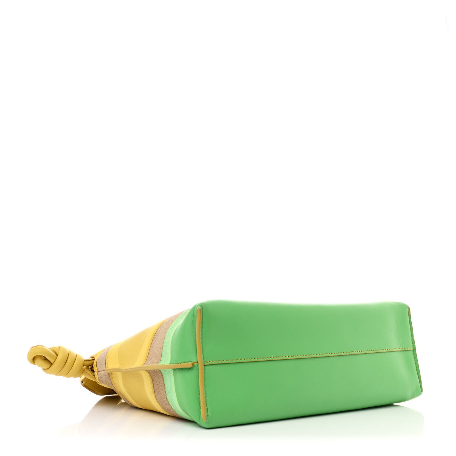 Loewe Nappa Calfskin Suede Medium Flamenco Surplus Knot Clutch Apple Green Pale Yellow 4 of 10