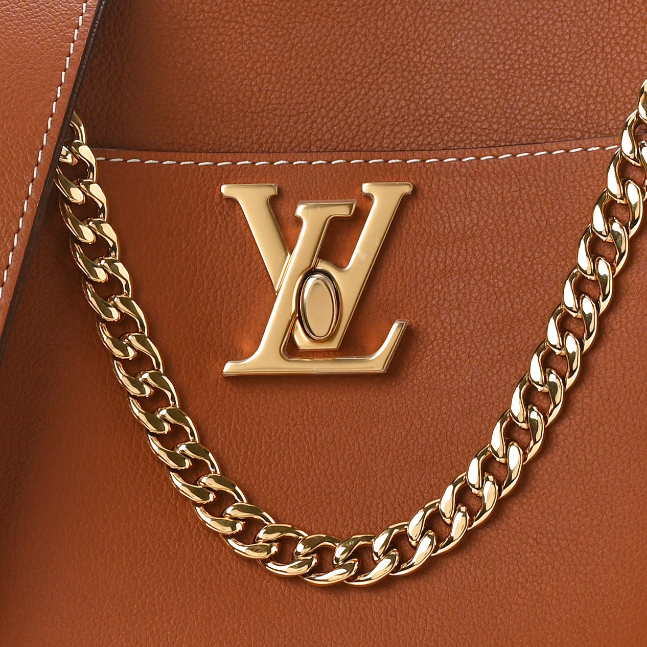 Calfskin Lock and Walk Bucket Cognac