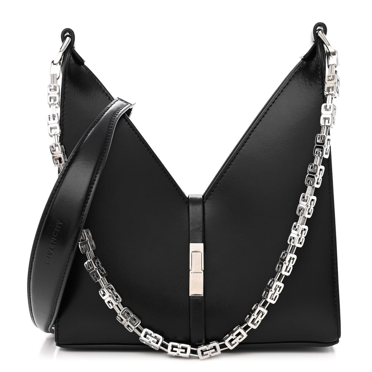Box Calfskin Mini Cut Out Shoulder Bag Black