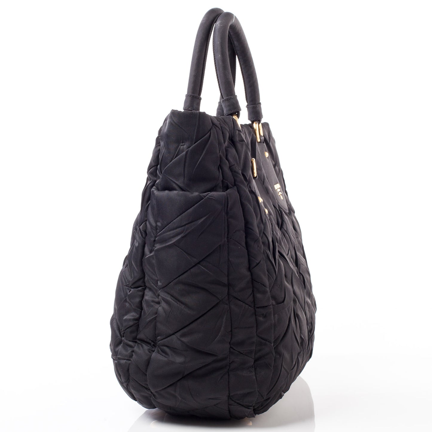 Tessuto Nylon Chevron Quilted Tote Black