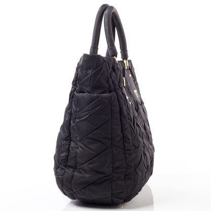 Prada Tessuto Nylon Chevron Quilted Tote Black 3 of 9