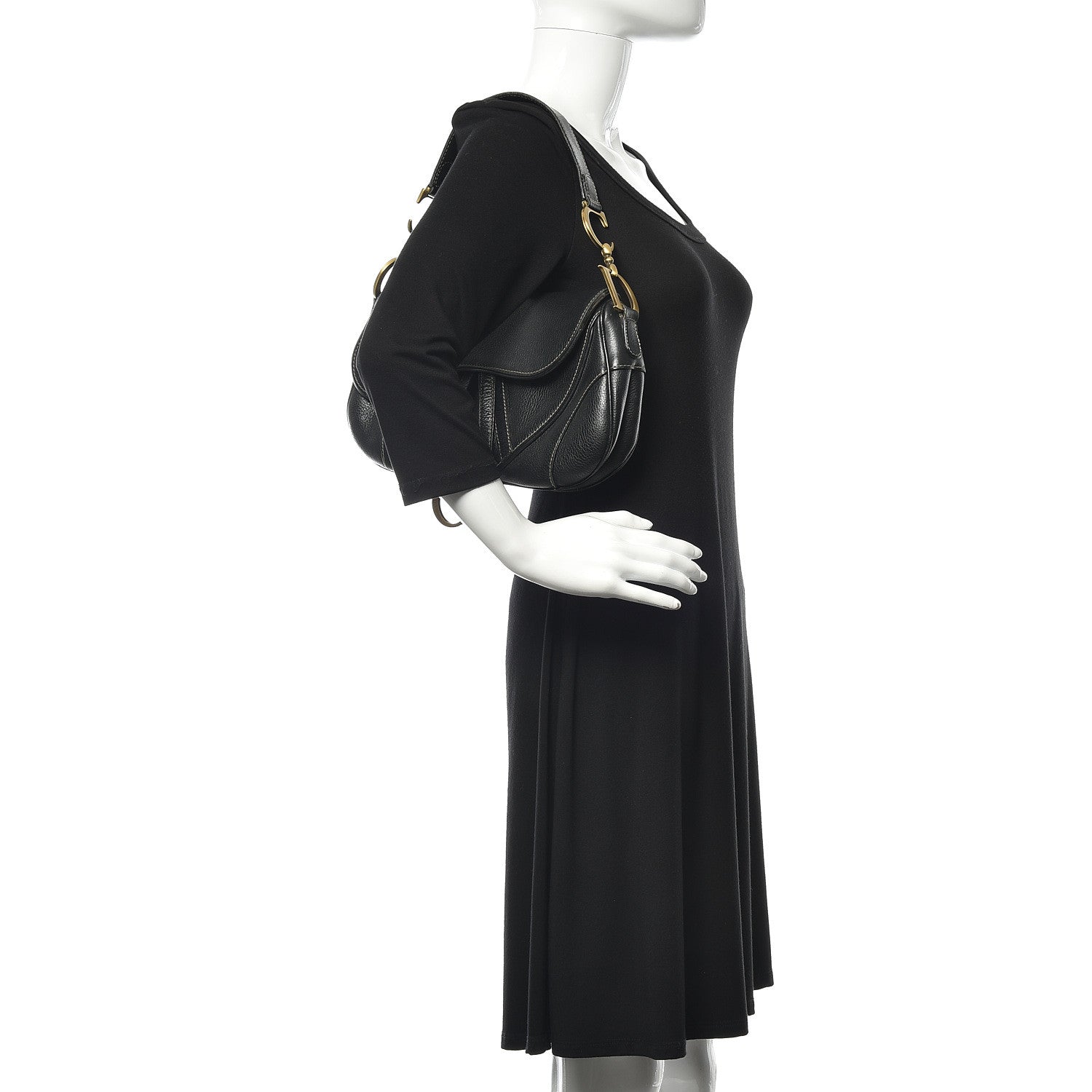 Christian Dior Calfskin Double Saddle Bag Black 2 of 14