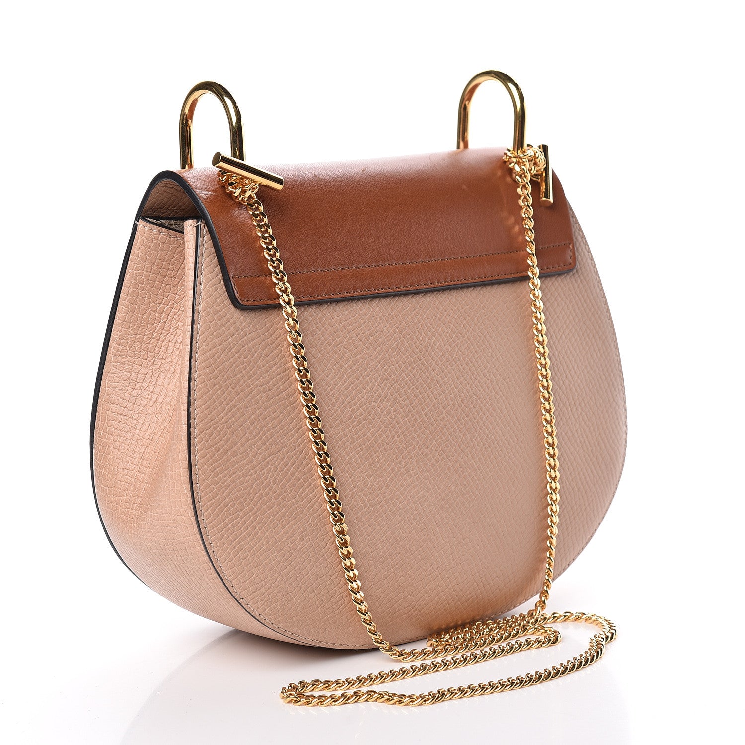 Chloe Grained Calfskin Lambskin Bi-Color Drew Shoulder Bag Powder Beige Mustard 3 of 12
